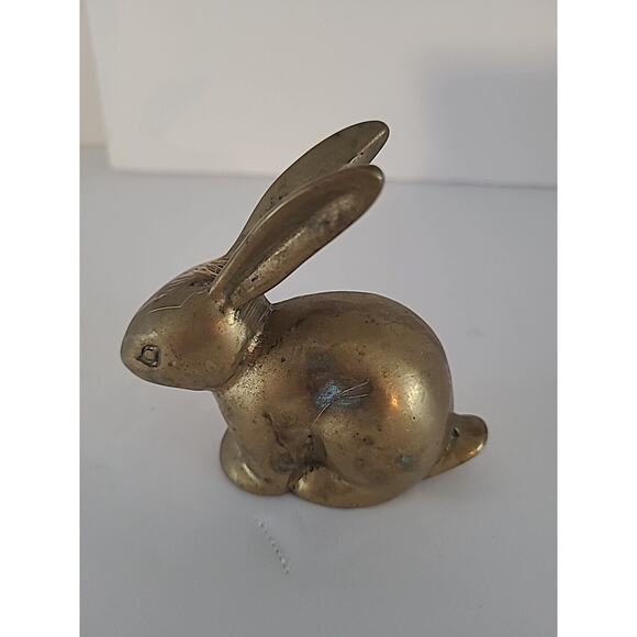 Brass Bunny Rabbit Figurine Paperweight Vintage - Picture 3 of 7